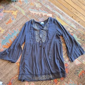 Knox Rose embroidered dress with split bell sleeves